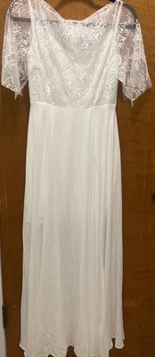 White Lace Flowy Sleeve Wedding Formal Dress Vietnamese Gown NWT Poxi Fashion - Image 1 of 4