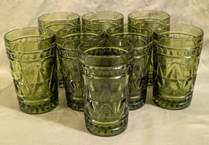 8 Vintage Indiana Glass Colony Avocado Green Park Lane 4" Juice Glasses in EUC - Picture 1 of 6