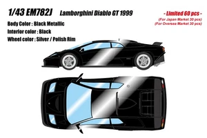 Make Up EM782J 1/43 Lamborghini Diablo GT 1999 Negro Coche de Modelo Eidolon - Imagen 1 de 6