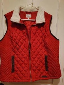 G.H. Chaleco Bass & Co Mujer 2X Rojo Acolchado Cuello Sherpa Bolsillos Cremallera Completa Plus - Imagen 1 de 5