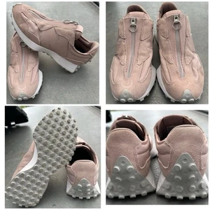 New Balance 327 Beige Leather Suede Front Zip Women’s Athletic Sneakers - Picture 1 of 13