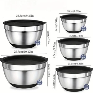 8pcs Mixing Bowls with Airtight Lid Stainless Steel Mixing Bowl Set For Kitchen - Imagen 1 de 6