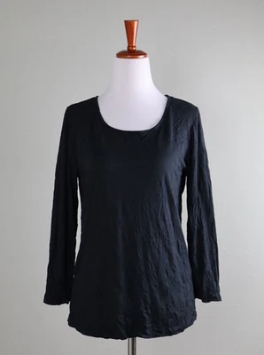 COMFY USA NWT $109 Super Soft Crinkle Solid Black 3/4 Sleeve Tee Top Size Medium - Image 1 of 4