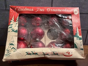Vintage Christmas ornaments red mercury glass balls 35mm Made In Japan Set Of 11 - Picture 1 of 11