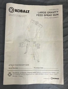 Kobalt Large Gravity Feed Spray Gun Model #SGY-AIR88TZ Instruction Manual - Picture 1 of 1