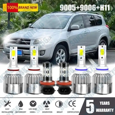 For Toyota RAV4 2006 2007 2008 2009-2012 LED Headlight High Low Fog Light Bulbs - Imagem 1 de 4