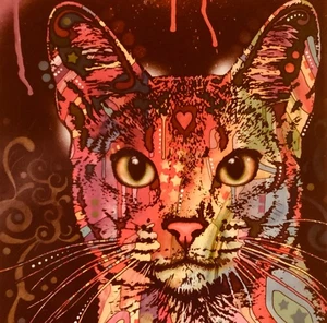 Colorful Pop Art Cat Canvas Wall Art 12x12” Vibrant Modern Decor - Picture 1 of 3