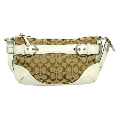 Auténtico bolso de lona suave COACH Signature 7077 cuero jacquard blanco caqui - Foto 1 de 4