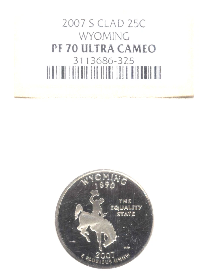NGC CLAD PF-70 ULTRA CAMEO 2007-S WYOMING QTR - Image 1 of 2