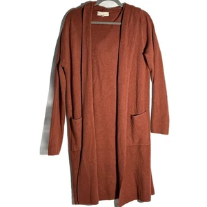 Pinch Hooded Duster Cardigan Pockets Long Sleeve Open Front Copper. cottage core - Picture 1 of 4