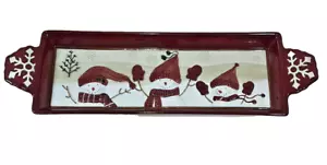St. Nicholas Square Winter Wishes 16" Serving Tray w/ Tab Handles Snowman Theme - Picture 1 of 5