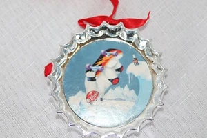 COCA-COLA TRIM A TREE COLLECTION , COKE BOTTLE CAP POLAR BEAR SKATE ORNAMENTS - Picture 1 of 3