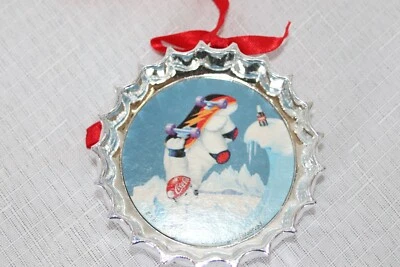 COCA-COLA TRIM A TREE COLLECTION , COKE BOTTLE CAP POLAR BEAR SKATE ORNAMENTS - Image 1 of 3
