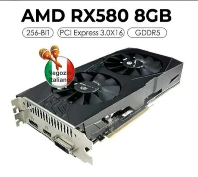 AMD RX 580 8GB GDDR5 8 Pin 2048 SCHEDA GRAFICA VIDEO MLLSE NUOVA Veramente Buona - Immagine 1 di 4