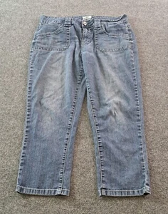 Cato Capri Pants Womens Size 12 Stretch Flap Pockets Blue Denim 34x24 - Picture 1 of 10