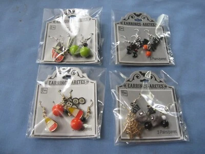 12 NEW PAIRS HALLOWEEN THEMED PIERCED EARRINGS ALL DIFFERENT SET #2 - Image 1 of 4