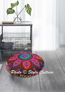 Cuscino da pavimento nero Suzani cuscini da terra ricamati copricuscino bohemien - Foto 1 di 7