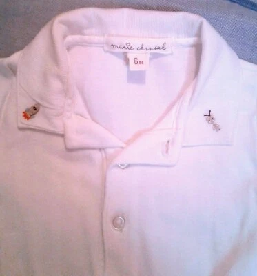 Marie-Chantal NWOT 6M Pima Cotton Embroidered Short Sleeve Bodysuit SOFT Foto 1 de 2