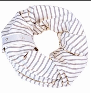 Nuroo Striped Snap Back Baby Infant Nursing Feeding Scarf Breastfeeding Grey NEW - Picture 1 of 7