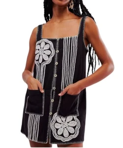 FREE PEOPLE MAGDA Mini Abito Nero Taglia XL NUOVO $228 - Foto 1 di 14