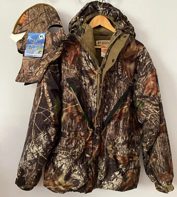 MENS RUSSELL OUTDOORS HOODED CAMOUFLAGE SCENT STOP JACKET  SIZE L/G/G  #13456 - Image 1 of 4