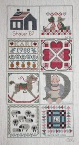 Quilt Block Sampler Flagge Puppe Pferd Herz Kreuzstich fertig fertig - Bild 1 von 2