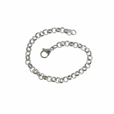 Pulsera de cadena de cable de acero inoxidable 7" - 5 mm - 1 pulsera - N223 Foto 1 de 2