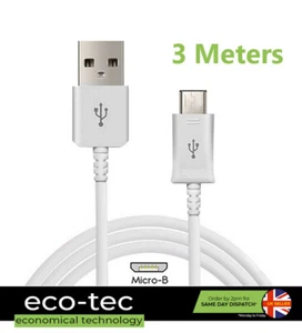 3m Long Micro USB Charging Charger Cable Lead For Xbox One & PS4 Controllers - Picture 1 of 6