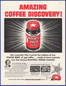 Vintage 1953 MAXWELL HOUSE Instant Coffee Ephemera 1950's Print Ad - Picture 1 of 1