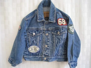 GAP DENIM BLUE JEAN VARSITY TEAM JACKET KIDS SIZE XXS RARE - Picture 1 of 7
