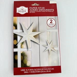 Holiday Time Paper Star Jumbo Ornaments Decoration 2 White Large & Small Size - Picture 1 of 4