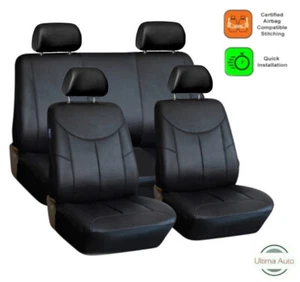 8 Teile Voll Set Schwarz Leder Look Sitzbezüge für Citroen C1 C2 C3 C4 C5 Xsara - Bild 1 von 8