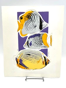 Original Lithograph Purple Yellow Tropical Fish Artist Signed Numbered 9" x 11" - Picture 1 of 5