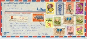 Congo Belga + Repubblica + Sovrastampa Numero 12 diff Uso Misto Copertina Registrata US - Foto 1 di 2