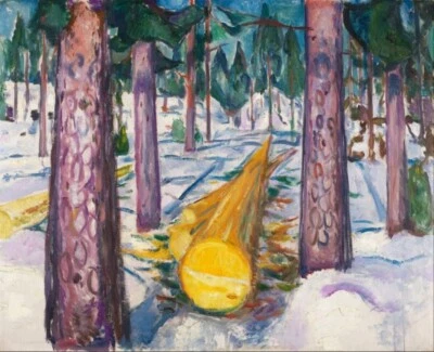 The Yellow Log Edvard Munch 1912 Expressionist Winter Forest Landscape Art Print - Image 1 of 2