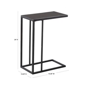Monarch Accent Table 24" H X 10.25" W, Modern Style Metal + Glass Top In Black - Picture 1 of 6