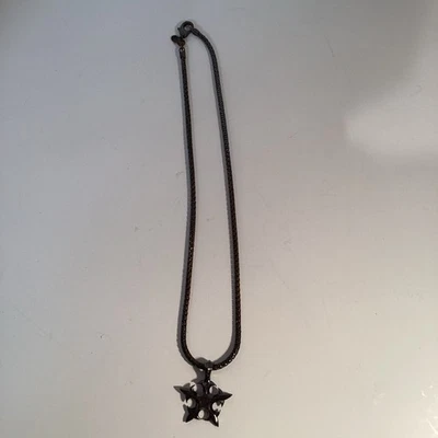 Ожерелье мужское BICO Austrailia племенной крест сюрикен подвеска на почерневшей цепочке - Изображение 1 из 4