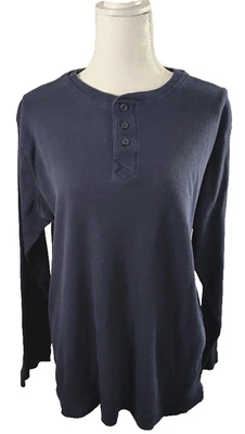 Camiseta Joe Boxer Masculina Grande Azul Henley Pulôver Tecido Térmico Malha Camada Base - Imagem 1 de 4