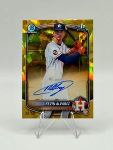 2025 Bowman Chrome Sapphire Kevin Alvarez 1st Auto Gold Refractor /50 - Picture 1 of 2