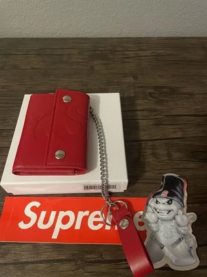 SUPREME LEATHER CHAIN WALLET RED - Image 1 of 3