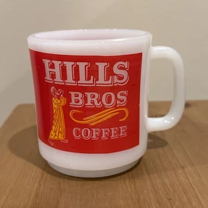 Vintage Hills Bros Milchglas Kaffeebecher Werbung Logo Brüder Glasbake - Bild 1 von 6