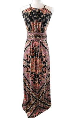 London Style Dress Womens Sz 12 Pink Mandala Boho Maxi Festival Hippie Paisley  - Image 1 of 4