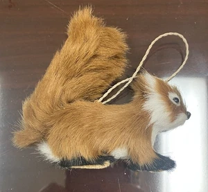 Faux Fur Furry Light Brown Forest Squirrel Ornament - Picture 1 of 6