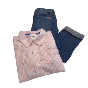 2 Piece Unisex Outfit Hudson Jeans & Oshkosh Button Down Oxford Shirt Sz 7 - Picture 1 of 13