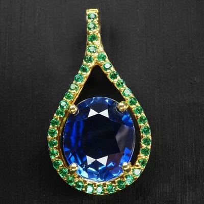 Colgantes de Navidad de plata de ley 925 de 8,35 quilates con zafiro azul real radiante regalos Foto 1 de 4