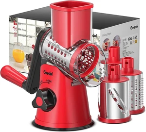 Rotary Cheese Grater w/ 3 Interchangeable Blades, Vegetable Slicer Rotary Grater - Picture 1 of 10