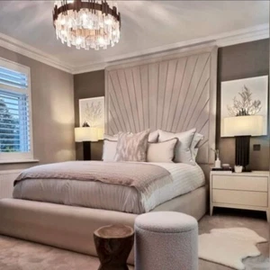 Tall ceiling headboard Upholstered Bed Frame Double King and Superking up to 80" - Picture 1 of 5