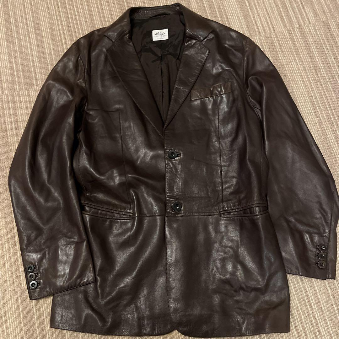 Armani Collezioni Leather Outer Shell Brown Coats, Jackets Armani Collezioni Leather Outer Shell Brown Coats, Jackets
