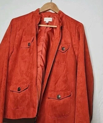 Jaqueta de camurça leve feminina tamanho 14 StudioWorks laranja queimado - Imagem 1 de 4