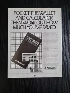 NATWEST BANK Action Calculator DEFUNCT RARE 1980S ADVERt POSTER ART 8.2X11" - Picture 1 of 1